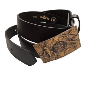 Boston Leather American Legionnaires Belt Buckle Black Leather Men Size 50
EUC